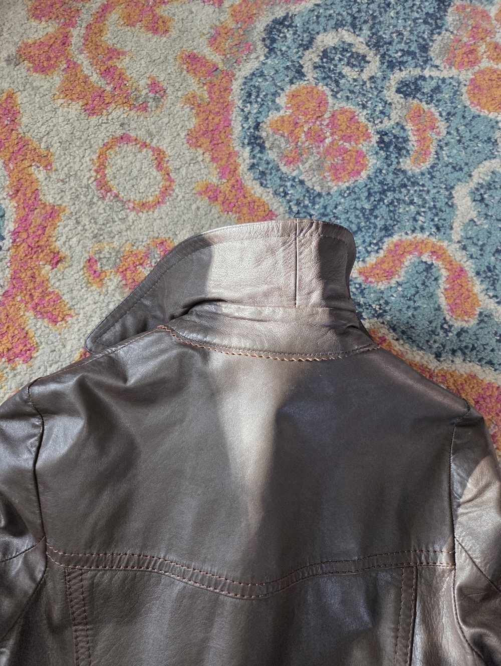 Vintage Brown Leather Midi Coat See Measurements - Picture 5 of 14